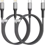 Cable USB C vers Lighting 1M 2 Pack, Cable iPhone USB C MFi Certifié Câble Chargeur iPhone Charge Rapide Câble Cordon iPhone Fil Chargeur iPhone pour iPhone 14/13/12/11/X, iPad, AirPods