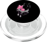 BLACK CAT PINK ROSES Adorable Kitten LOVERS | CAT love PopSockets PopGrip pour MagSafe