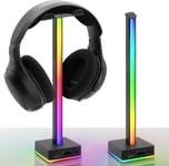 USB LED Light Bar Support pour casque de bureau, rétro-éclairage atmosphérique RVB, 50 modes de couleur intégrés, support pour casque pour Gamers Gaming PC PS5 Accessories Desk-Noir