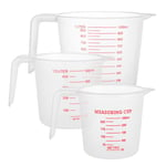 ASelected 3pk Plastic Measuring Jugs Set 250ML 500ML 1000ML, Clear Measuring Cup with Handle Plastic Jugs with Easy-to-Read Measurements for Kitchen Baking with Measuring Scale Easy Pour