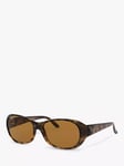 Ray-Ban RB4061 Women's Polarised Oval Sunglasses, Havana/Brown