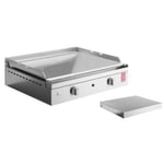 Plancha en inox lisse avec couvercle Chef 55 cm