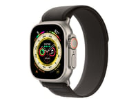 Apple Watch Ultra - 49 Mm - Titan - Smart Klocka Med Trail Loop - Mjukt Nylon I Dubbla Lager - Svart/Grå - Bandstorlek: M/L - 32 Gb - Wi-Fi, Lte, Uwb, Bluetooth - 4G - 61.3 G