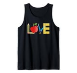 Love Apple Pencil Ruler Teacher School Design Tank Top