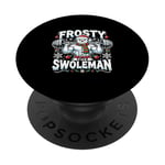 Frosty Swoleman Funny Christmas Gym Workout Fitness Lifting PopSockets PopGrip Adhésif