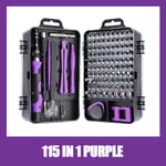 115 IN 1 PURPLE KALAIDUN  Jeu de tournevis magnétiques 112 en 1, kits d'embouts Torx, parfait pour réparer des téléphones et autres appareils électroniques ""Nipseyteko