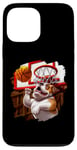 Coque pour iPhone 13 Pro Max Bulldog anglais jouant au basket-ball drôle chien basket-ball