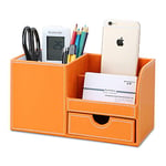 KINGFOM 4 Compartiments Multi-fonctionnels Organisateur de Bureau (Orange)