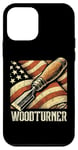 Coque pour iPhone 12 mini Tour de tournage à bois drapeau américain USA