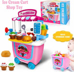 Girl Kid Children Play Ice Cream Toy Shop Dessert Cart Set Learning Pretend Gift