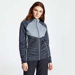 Dare 2b Veste Technique matelassée Chaude et Isolante Nominate avec Capuche protectrice Baffled/Quilted Jackets Femme Ebony Grey/Argent Grey FR: XS (Taille Fabricant: 8)