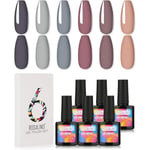 6 färger UV lämplig höstvinter Gel nagellack godisfärger halv permanent nagelkonst suga av UV LED härdad nakenrosa samling Set 10ml