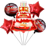 5 st Race Car Cake folie ballonger för barn födelsedag Baby Shower Cars Lightning McQueen temafest dekorationer