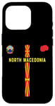 Coque pour iPhone 16 Pro Drapeau et silhouette carte de la Macédoine du Nord, emblème national