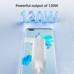 120W USB-laturi Pikalaturi QC3.0 USB C -kaapeli Type C -kaapeli Matkapuhelinlaturi Huaweille Samsung Xiaomille Pikalaturi EU-Valkoinen-10A