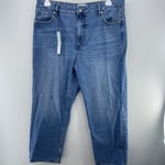 River Island Blue High Waisted Relaxed Straight Leg Jeans, Size UK 18S, RRP £42