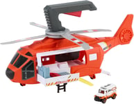 Matchbox Toy Car  Playset, 16-In Large-Scale Helicopter Transforms into Rescue