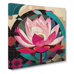 Lotus Flower Constructivism No.8 Canvas Wall Art Print Ready to Hang, Framed Picture for Living Room Bedroom Home Office Décor, 50x50 cm (20x20 Inch)