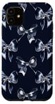 iPhone 11 Colorful Navy Blue Silver White Ribbon Bow Aesthetic Case