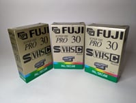 3 x Fuji Super VHS Pro SE-C30 VHS-C Compact Camcorder Blank Video Cassettes New