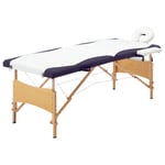 vidaXL Hopfällbar massagebänk 2 sektioner trä vit och lila 110209