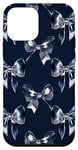 iPhone 12 mini Colorful Navy Blue Silver White Ribbon Bow Aesthetic Case