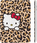 Hello Kitty Leopard Print Leopard Crest Ipad Case 2020 Matériau Tpu Résistant Aux Chocs Réglage Automatique De L'angle De Veille/Réveil Mignon Transparent Housse De Protection 10.2in