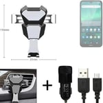 Car holder air vent mount for Nokia 1.3 + CHARGER Smartphone