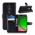 Motorola Moto G7 Play litsi nahkainen suojakotelo - Musta