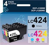 Lc424 Cartouches D'Encre Compatible Pour Brother Lc-424 Multipack Cartouche Lc424Val Lc 424 Cartouche Pour Brother Dcp-J1200W Dcp-J1200We (Noir/Cyan/Magenta/Jaune, 4 Pack)[DYJ072691]