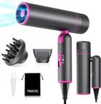 Diffuser Hairdryer Travel Hair Dryer, Ionic Blow Dryer Anti-Hair Intake