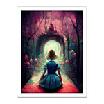 Doppelganger33 LTD Alice In Wonderland Through Looking Glass Enchanted Pink Forest Artwork Framed Wall Art Print 18X24 Inch