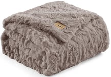 UGG 10484 Adalee Couverture réversible en fausse fourrure douce, duveteuse, confortable, de style hôtelier, luxueuse, douce pour décoration d'intérieur de style bohème pour lit et salon, 177,8 x 127,8