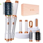 UKLISS 6 en 1 Airstyler Set, 1000W Sèche-Cheveux avec 6 Accessoires, Sèche-Cheveux Air Bigoudi Brosse Chaude Massage Brosse Chaude, pour Tous Types de Cheveux Volumateur, Bouclage, Lissage, Styling