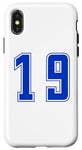 Coque pour iPhone X/XS Bleu Numéro 19 Équipe Junior Sports Uniforme Numéroté