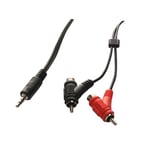 PremiumCord Connection 3.5 mm Jack Cable to 2 x RCA Male + 2 x RCA Female Male to Male + Female Length 2 m