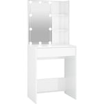 Helloshop26 - Coiffeuse design contemporain avec led 60 x 40 x 140 cm blanc brillant 02000634