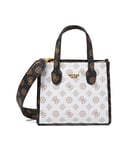 GUESS Silvana 2 Compartment Mini Tote, Sac à bandoulière, poignées sur Le Dessus Femmes, Logo Blanc, Multicolore, Taille Unique