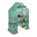 relaxdays, vert Serre pliable, Etagère 195 cm plantes tomates semis jardin, Bâche HxlxP: 195 x 138 x 72 cm