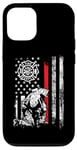 Coque pour iPhone 12/12 Pro Firefighter American Flag Thin Red Line Cool Fireman Patriot