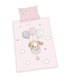 Herding Parure de Lit Biologique Baby Best Sweet Puppy, Certifié GOTS, Motif Réversible, Taie d'Oreiller 40 x 60 cm avec Ouverture Portefeuille, Housse de Couette 100 x 135 cm avec Boutons, Coton/Flanelle