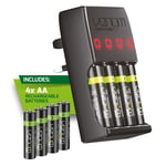 Venom Pro Charge Plug In Wall Battery Charger plus 4 x AA Rechargeable Batteries