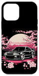 Coque pour iPhone 12 mini Retro JDM Voiture de course japonaise Drift Tuning Car Sakura Blossom