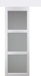 Porte Coulissante Kenya Blanc Vitree H204 X L83 + Rail Aluminium Bandeau Blanc Et 2 Coquilles Gd Menuiseries