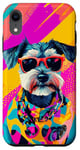 Coque pour iPhone XR Figurine schnauzer miniature tendance et colorée Pop Art