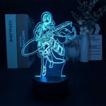 3D Night Light Attack On Titan Mikasa Ackerman Cool Led Iiiusion Night Light Anime Manga Makuuhuoneen sisustukseen Syntymäpäivän värilahja sängyn vierellä unilamppu Kid