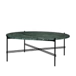 GUBI TS Round coffee table Green guatemala marble, ø105, black stand