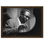 Thelonious Monk Playing Black & White Jazz Legend A4 Artwork Framed Wall Art Print