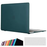 iNeseon Coque Compatible avec Macbook Air 13 Pouces A2337(M1)/ A2179/ A1932, Housse Cover Étui Rigide et Couvercle de Clavier pour 2021/2020/2019/2018 MacBook Air 13 Retina, Vert Foncé