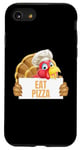 Coque pour iPhone SE (2020) / 7 / 8 Un cuisinier drôle de Thanksgiving à la dinde mange une pizza